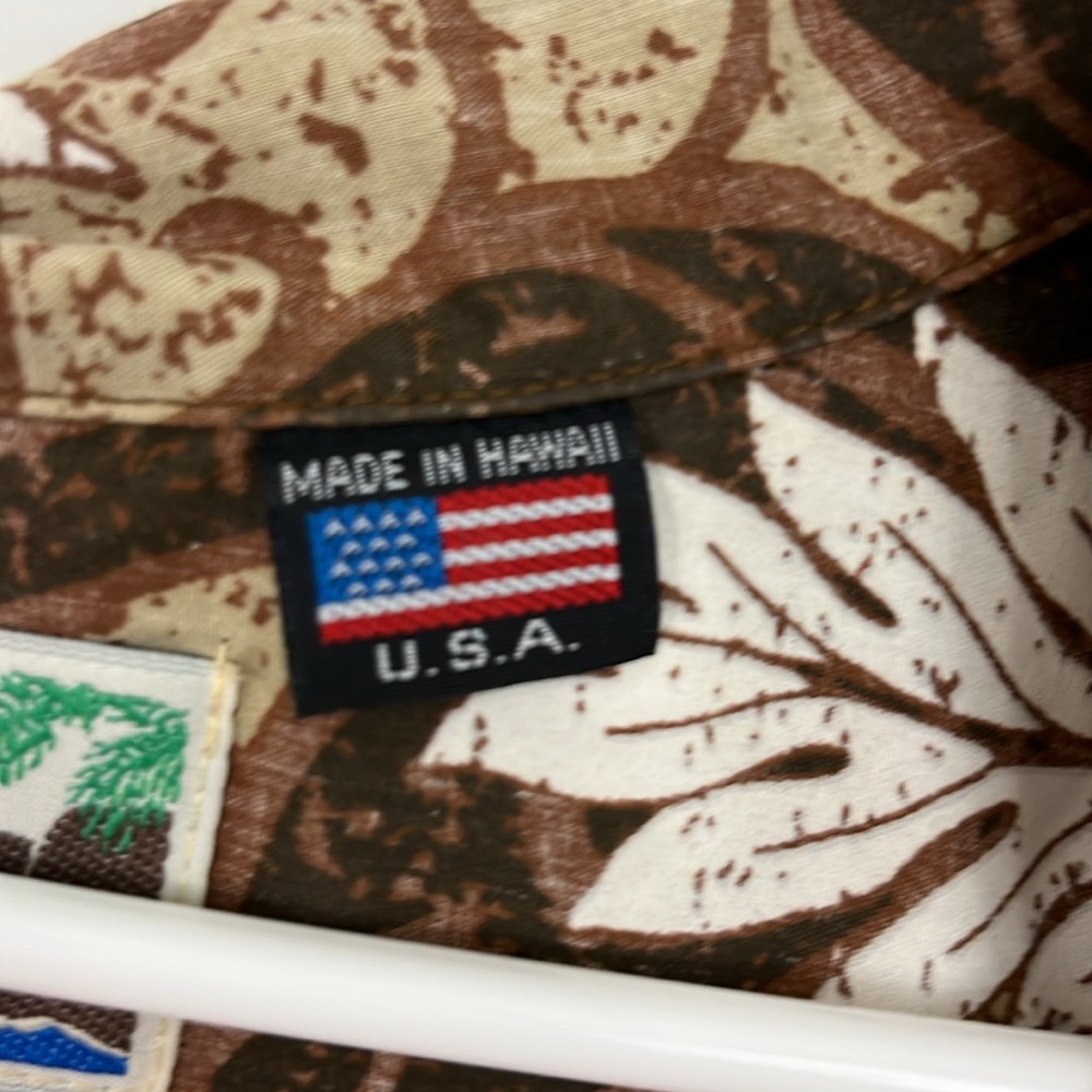 Makapuu 4XL Brown, White Short Sleeve Button Down Hawaiian Shirt - Picture 7 of 8